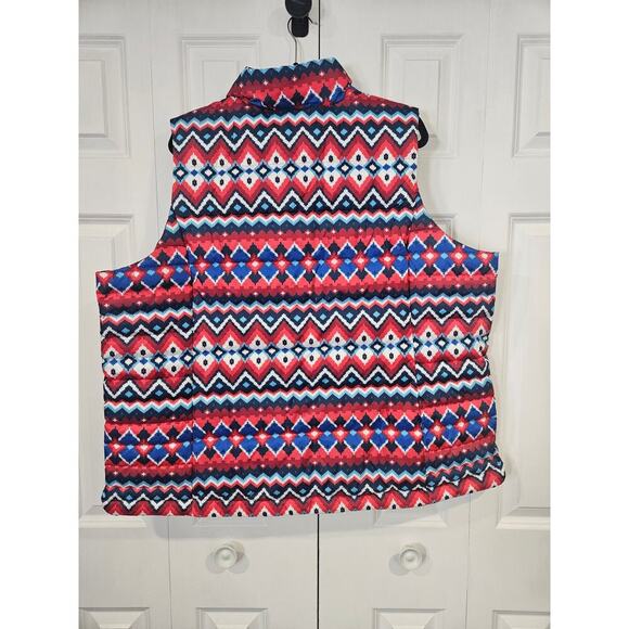 Lands End NWT Down Puffer Vest Chevron Fairisle 2x - Picture 2 of 7